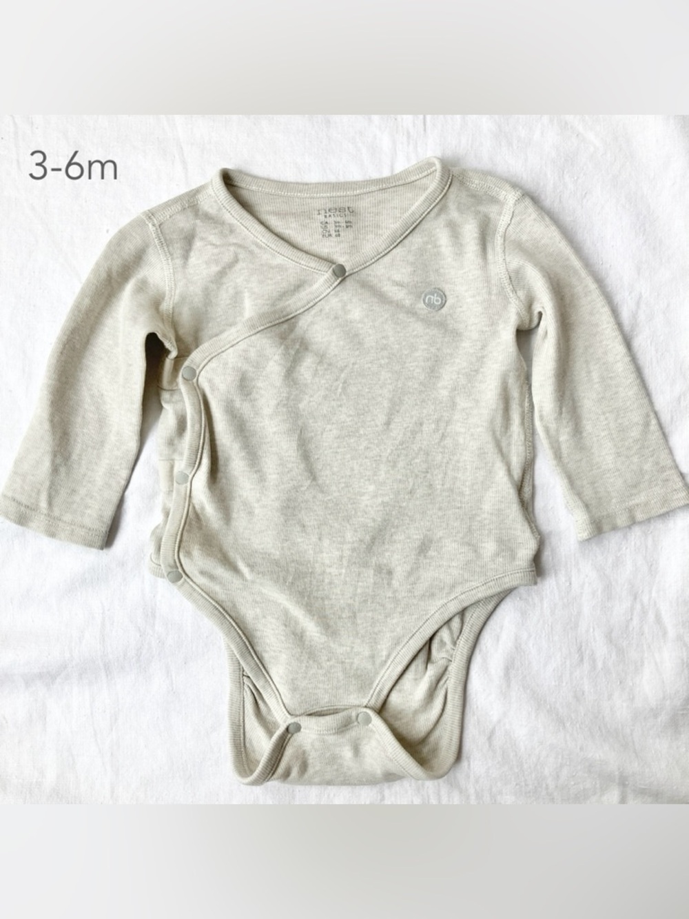 🪴5/$30 Nest Designs 3-6 Months Baby Kimono Style Long Sleeve Bodysuit